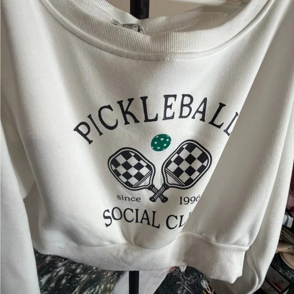 Pickleball Social Club Cropped Sweatshirt by Better Together NWT, Size Large - Picture 4 of 5